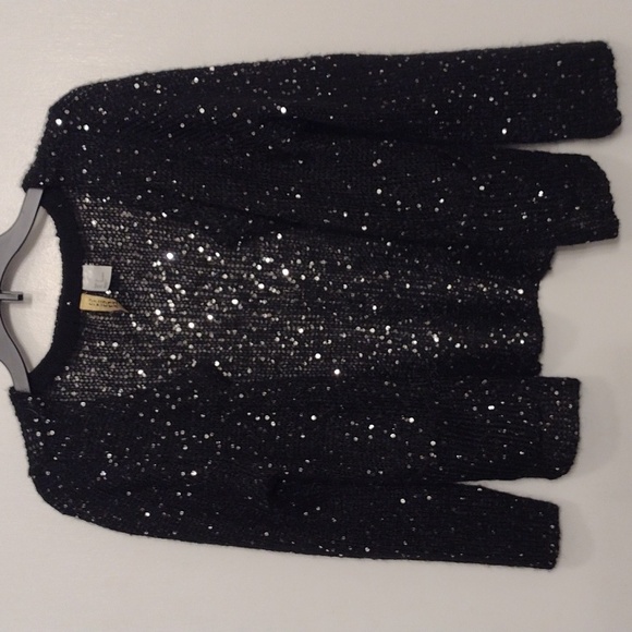 NWOT H&M Divided Black Knit Sequins Shrug Sweater Cardigan Size Small Size 4 - Picture 2 of 16
